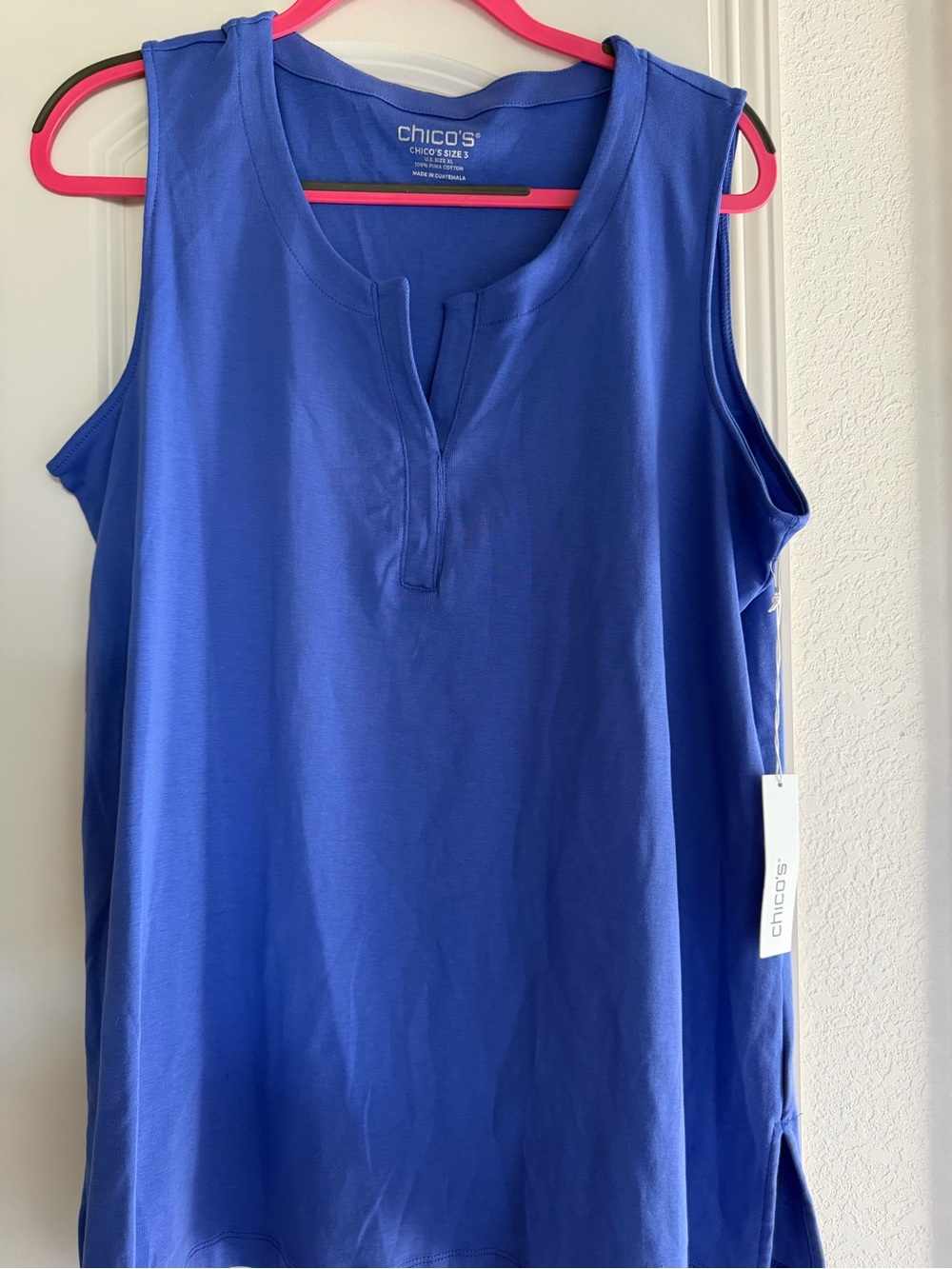 Chico's Sleeveless Split-Neck Tank Top — Purple Nightshade Size 3 (XL)